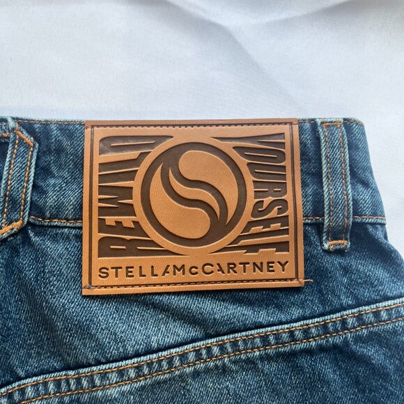 NWOT STELLA MCCARTNEY DARK BLUE VINTAGE WORKWEAR WIDE-LEG CARPENTER DENIM JEANS - Picture 9 of 11